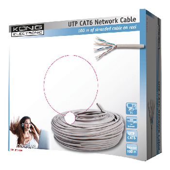 CMP-UTP6R100 Cat6 netwerkkabel op haspel utp 100 m grijs stranded Verpakking foto